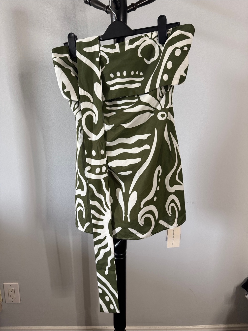 Commense Olive Green & White Strapless Tunic with Sash 1.T